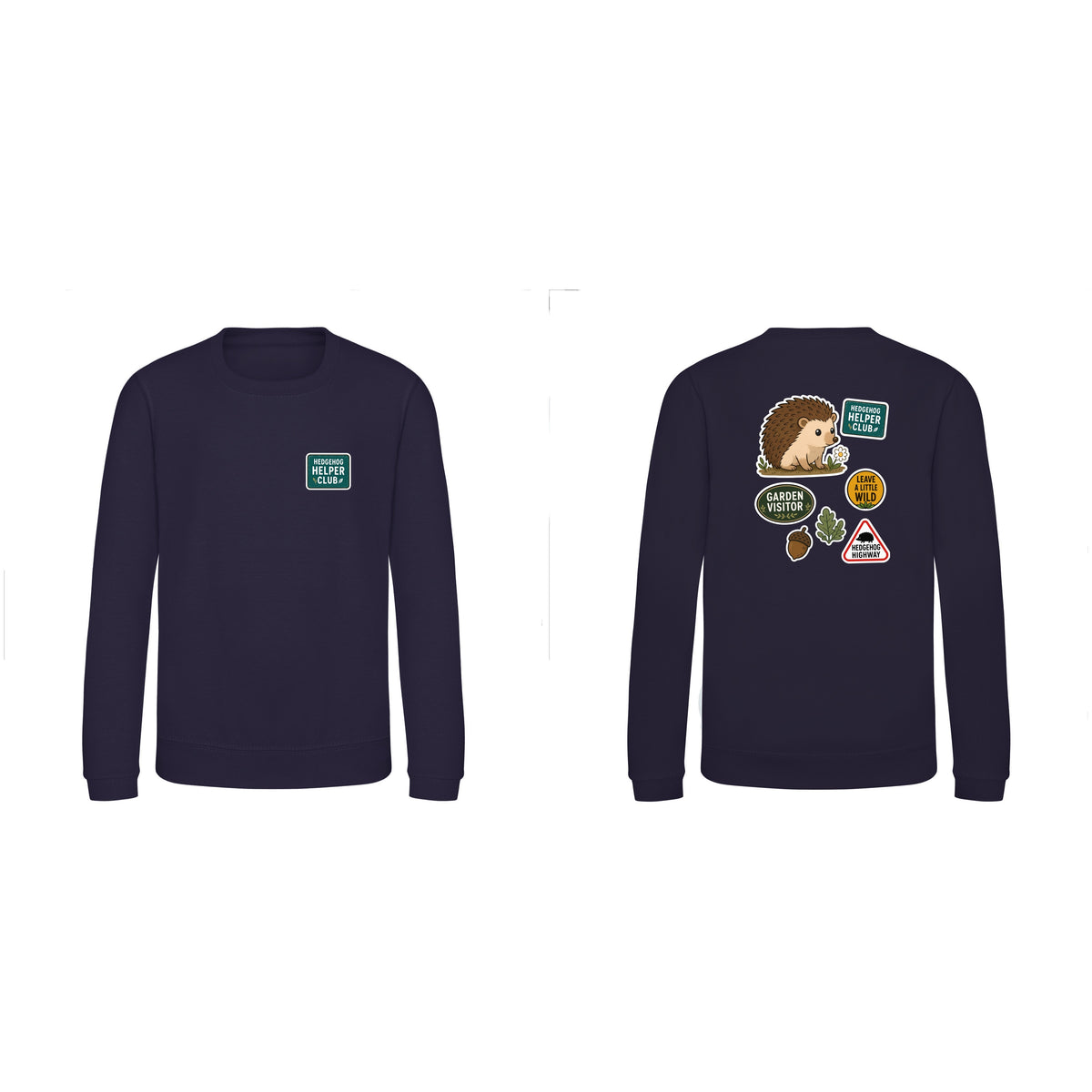 Hedgehog Helper Club Kids' Sweatshirt - Badges of the Wild French Navy colour variant image