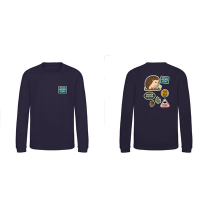 Hedgehog Helper Club Kids' Sweatshirt - Badges of the Wild French Navy colour variant image