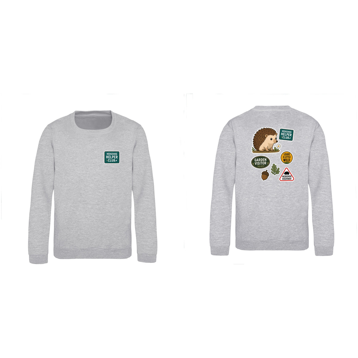 Hedgehog Helper Club Kids' Sweatshirt - Badges of the Wild Heather Grey colour variant image