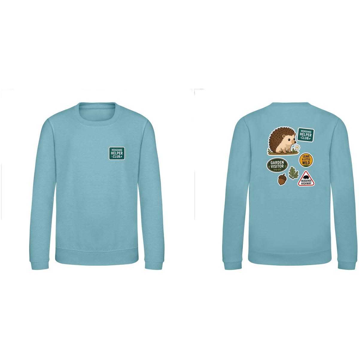 Hedgehog Helper Club Kids' Sweatshirt - Badges of the Wild Seafoam colour variant image