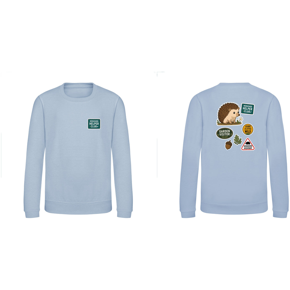 Hedgehog Helper Club Kids' Sweatshirt - Badges of the Wild Sky Blue colour variant image