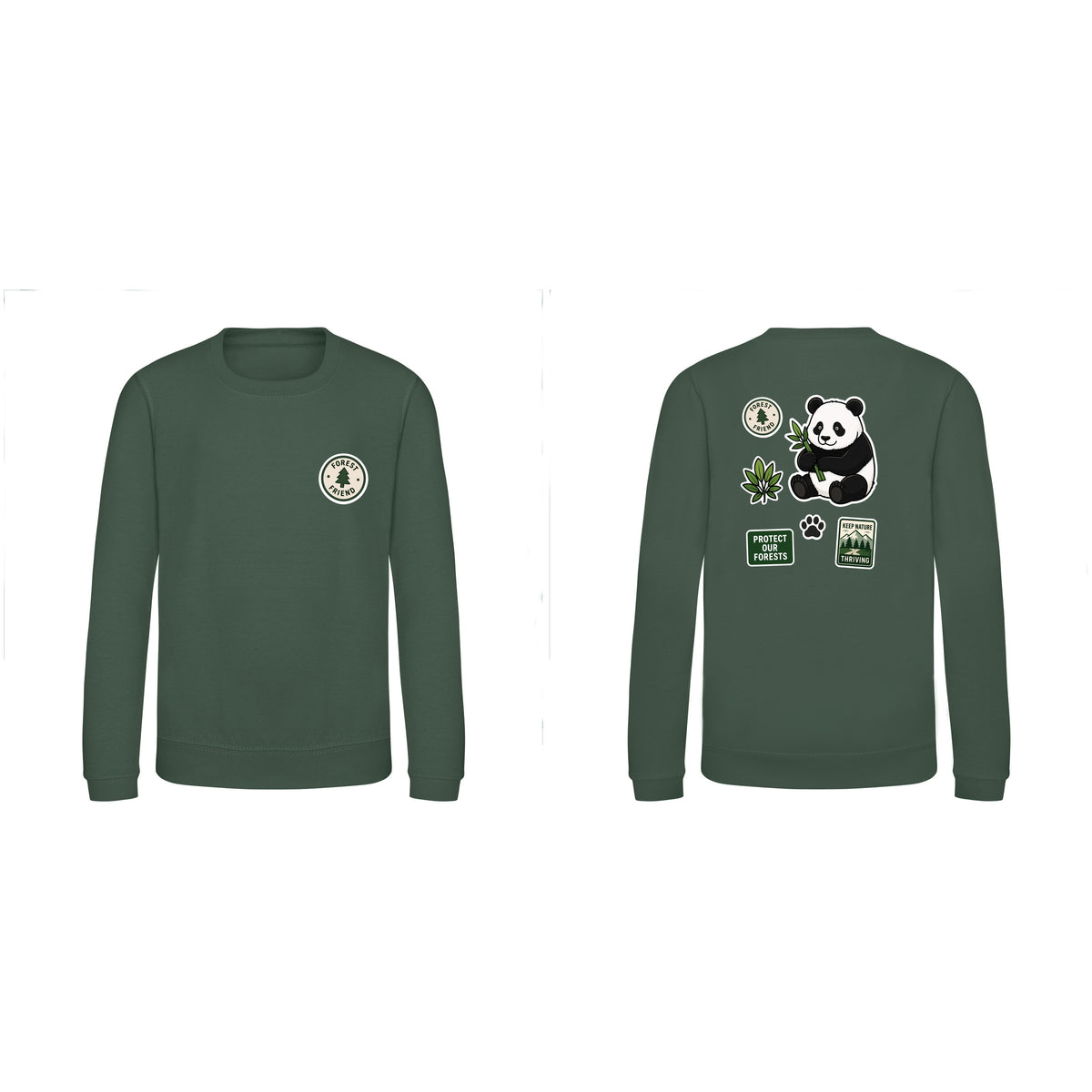 Forest Protector Kids' Sweatshirt - Badges of the Wild Bottle Green colour variant image