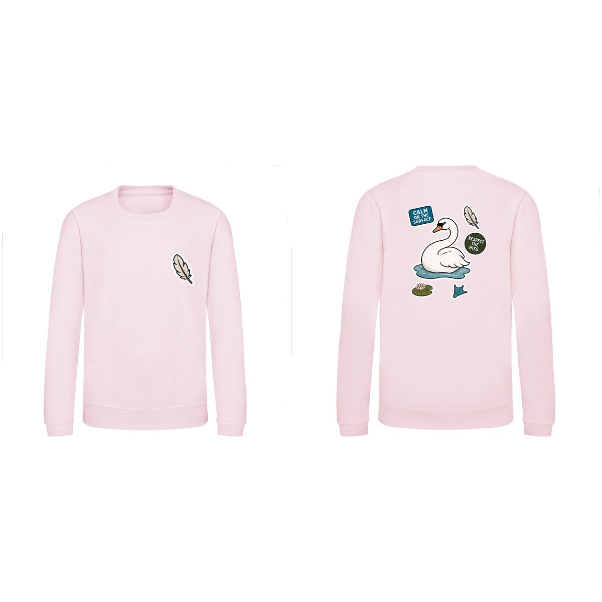Calm on the Surface Kids' Sweatshirt - Badges of the Wild Baby Pink colour variant image
