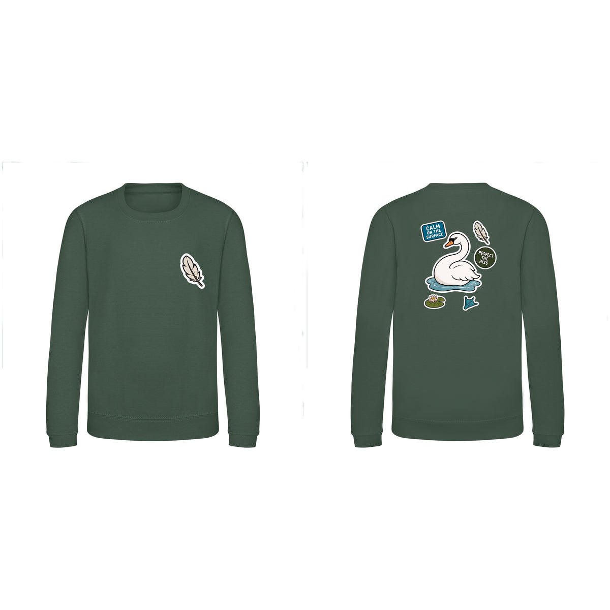 Calm on the Surface Kids' Sweatshirt - Badges of the Wild Bottle Green colour variant image