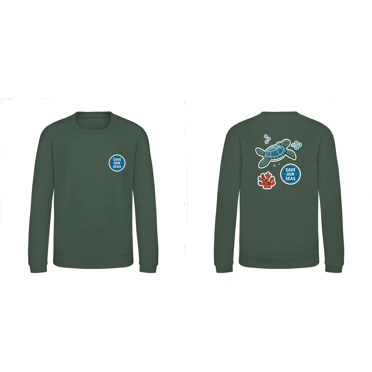Save Our Seas Kids' Sweatshirt - Badges of the Wild Bottle Green colour variant image
