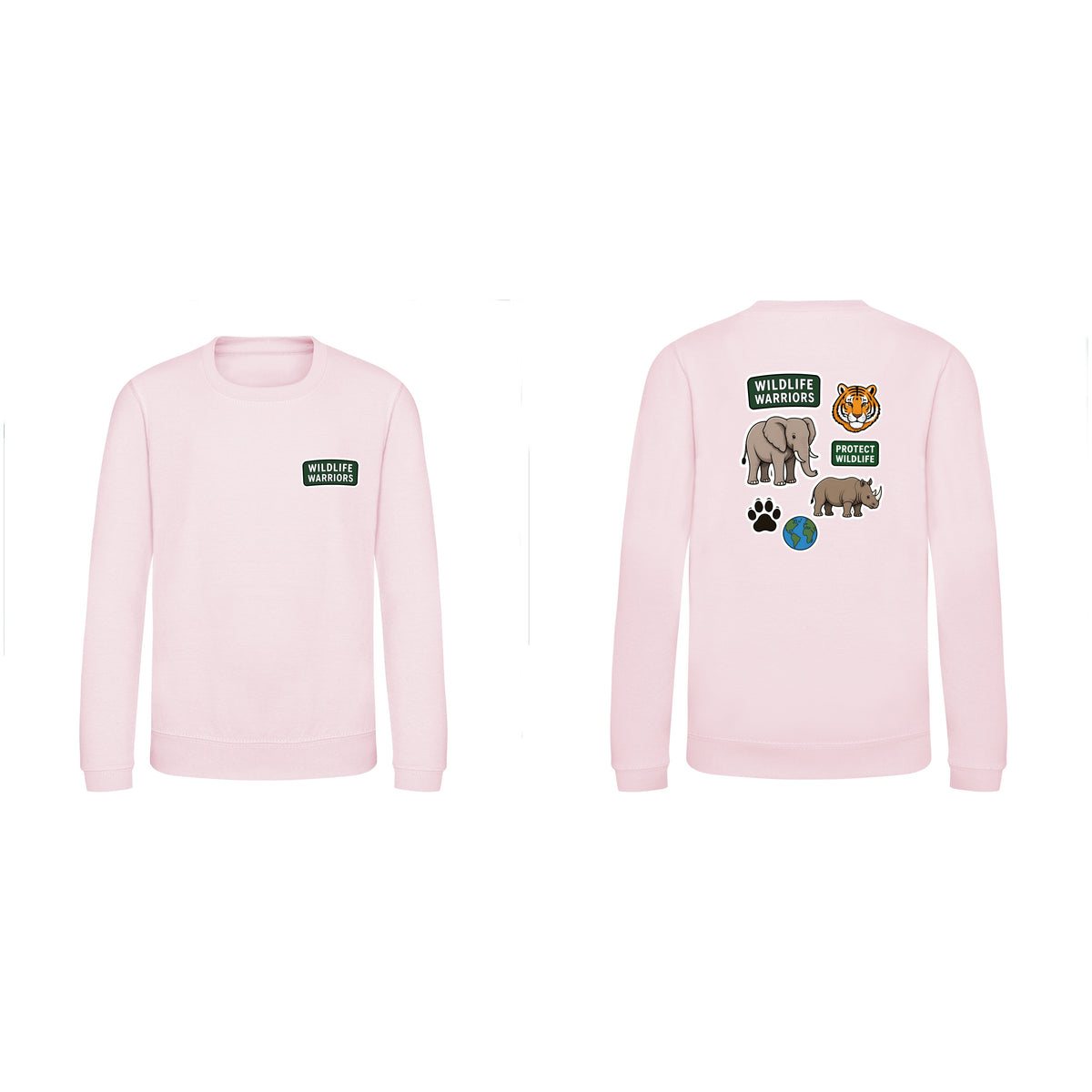 Wildlife Warriors Kids' Sweatshirt - Badges of the Wild Baby Pink colour variant image