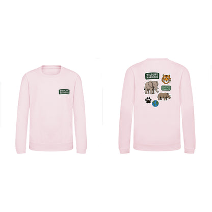 Wildlife Warriors Kids' Sweatshirt - Badges of the Wild Baby Pink colour variant image