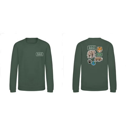 Wildlife Warriors Kids' Sweatshirt - Badges of the Wild Bottle Green colour variant image