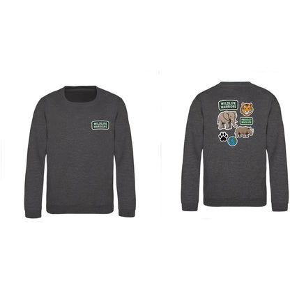Wildlife Warriors Kids' Sweatshirt - Badges of the Wild Charcoal colour variant image