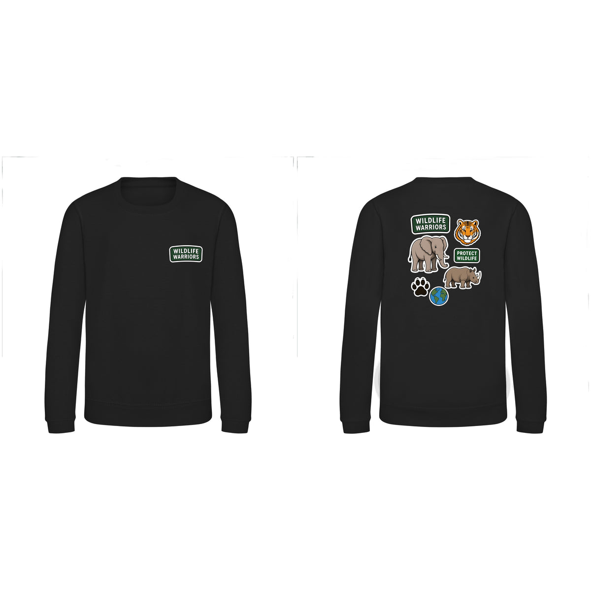 Wildlife Warriors Kids' Sweatshirt - Badges of the Wild Deep Black colour variant image