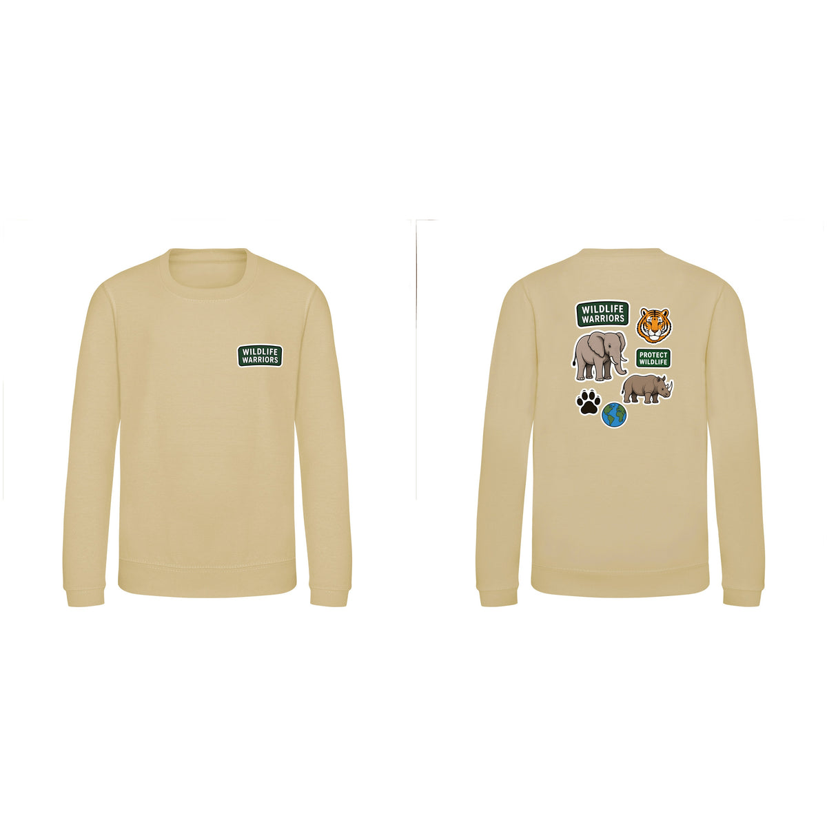 Wildlife Warriors Kids' Sweatshirt - Badges of the Wild Desert Sand colour variant image