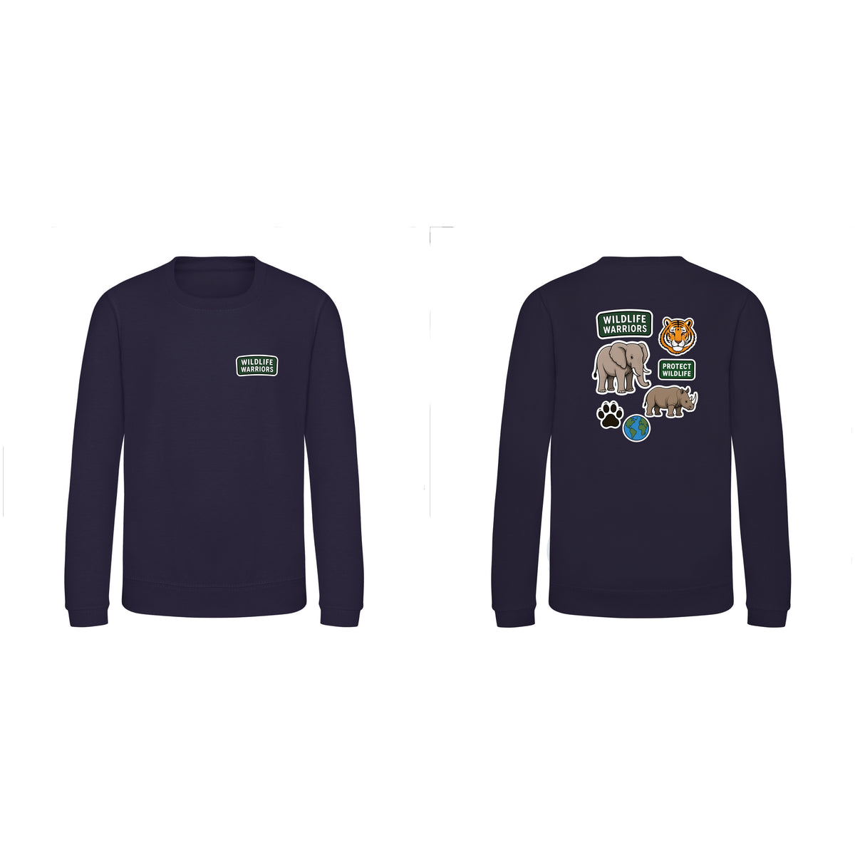 Wildlife Warriors Kids' Sweatshirt - Badges of the Wild French Navy colour variant image