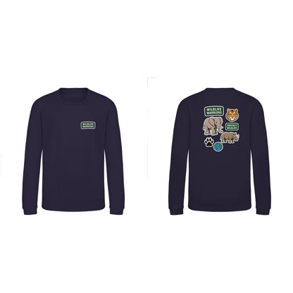 Wildlife Warriors Kids' Sweatshirt - Badges of the Wild French Navy colour variant image