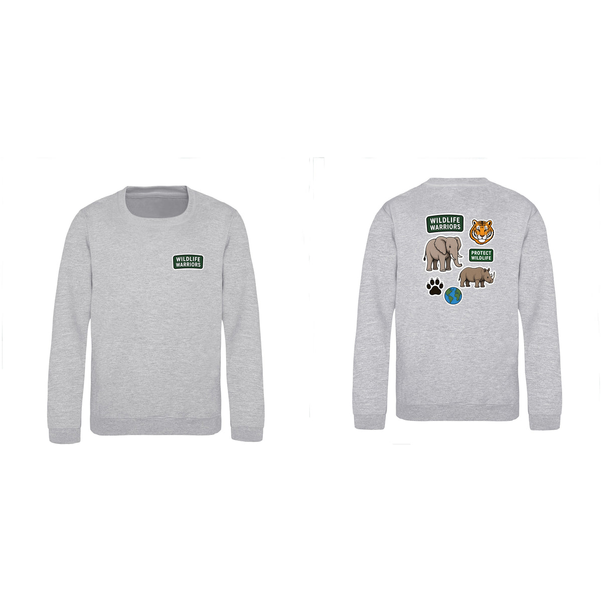 Wildlife Warriors Kids' Sweatshirt - Badges of the Wild Heather Grey colour variant image