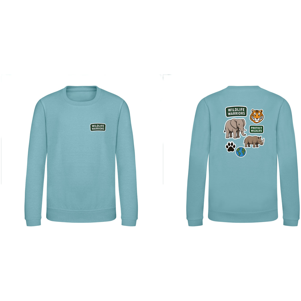 Wildlife Warriors Kids' Sweatshirt - Badges of the Wild Seafoam colour variant image