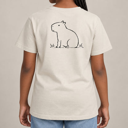 Calm Capybara Kids' T-shirt - Wild Lines lead image