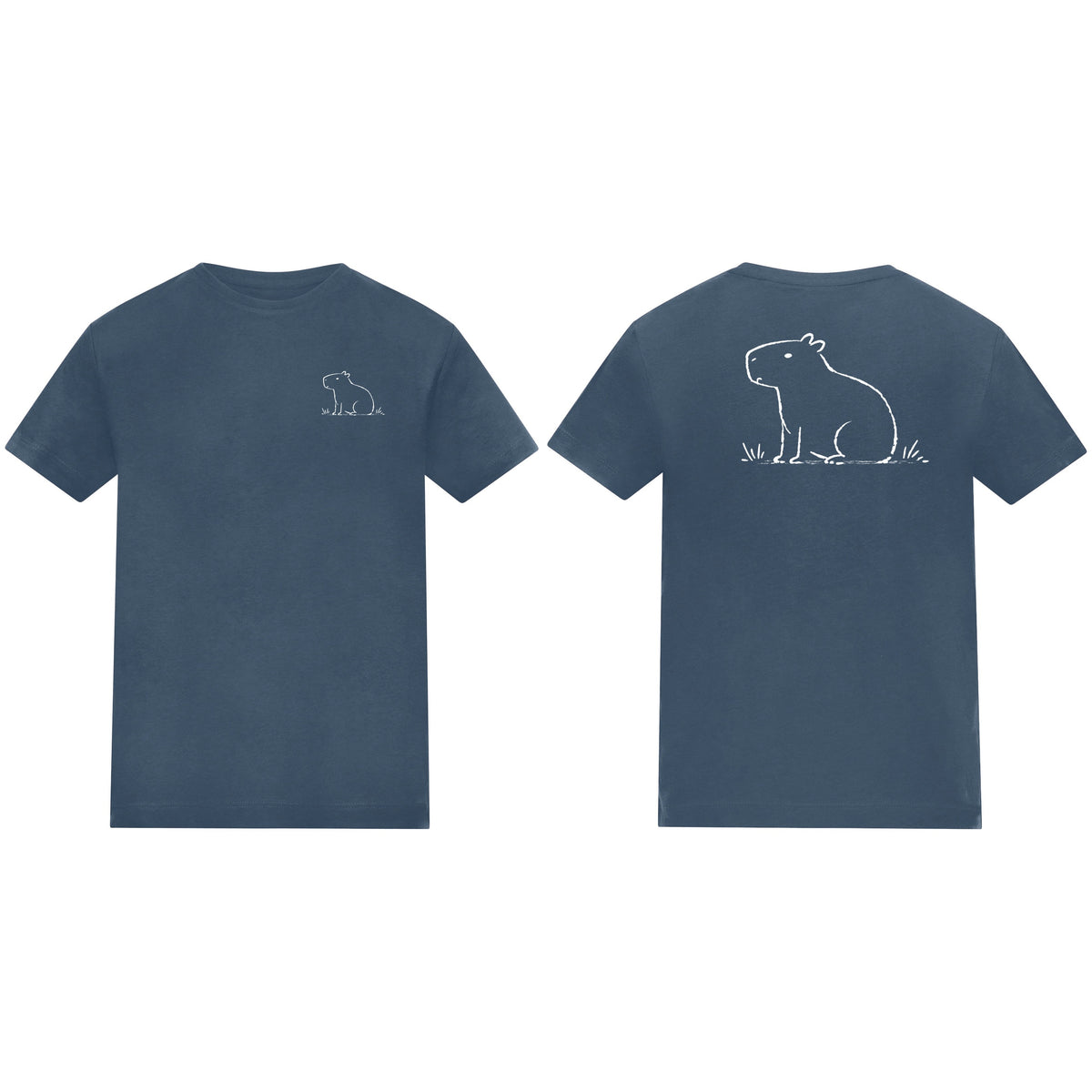 Calm Capybara Kids' T-shirt - Wild Lines Airforce Blue colour variant image