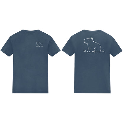 Calm Capybara Kids' T-shirt - Wild Lines Airforce Blue colour variant image