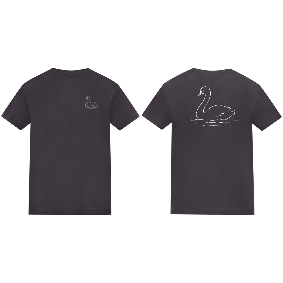 Gliding Swan Kids' T-shirt - Wild Lines Solid Charcoal colour variant image