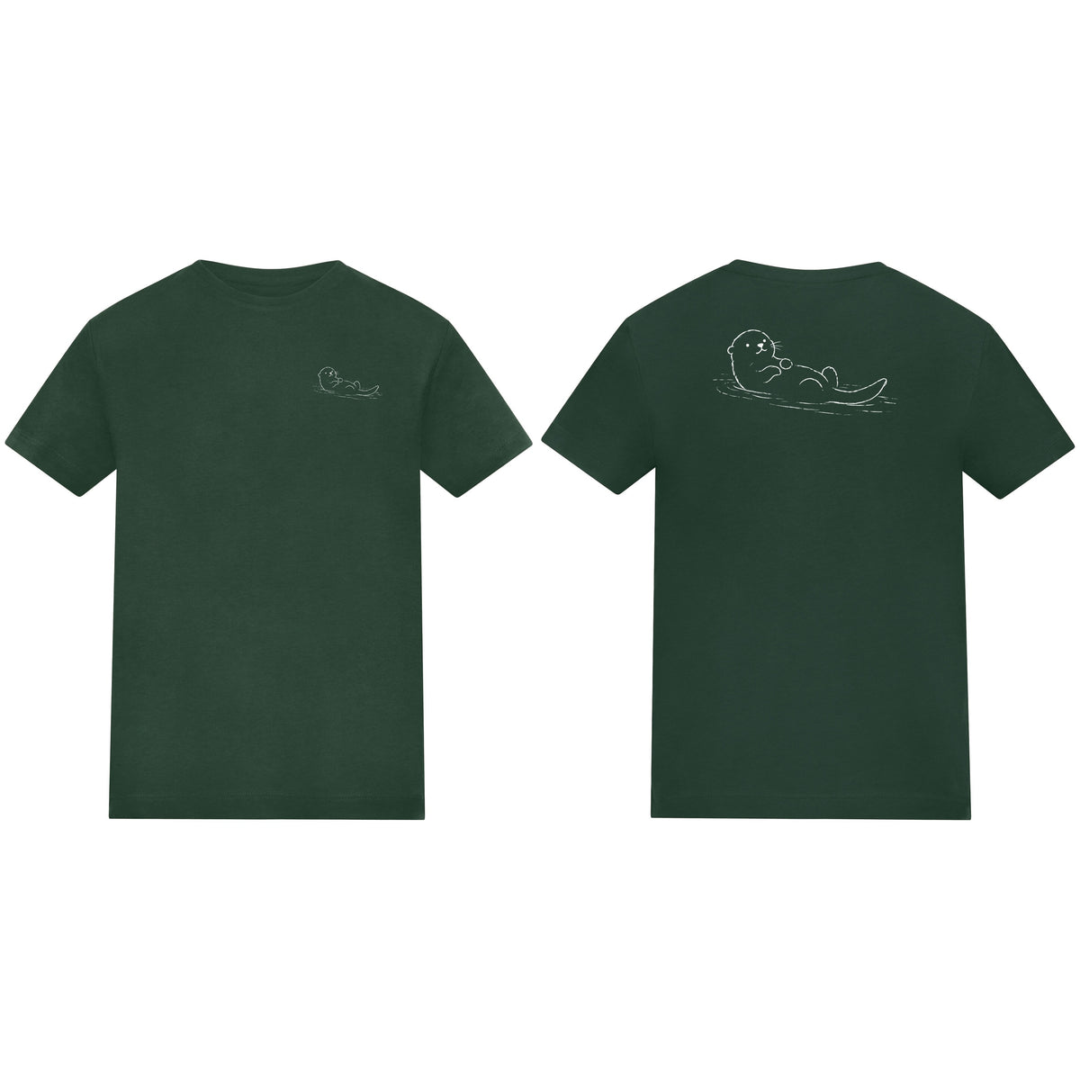 Floating Otter Kids' T-shirt - Wild Lines Bottle Green colour variant image