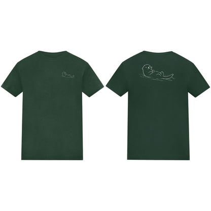 Floating Otter Kids' T-shirt - Wild Lines Bottle Green colour variant image