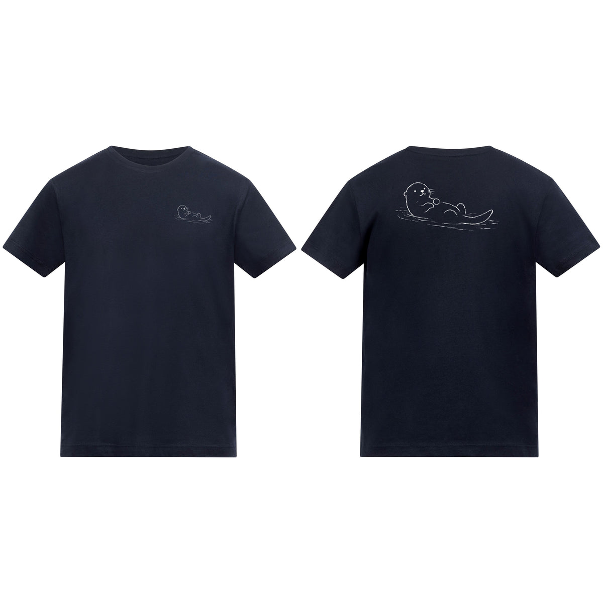 Floating Otter Kids' T-shirt - Wild Lines French Navy colour variant image