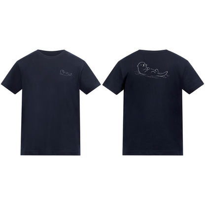 Floating Otter Kids' T-shirt - Wild Lines French Navy colour variant image