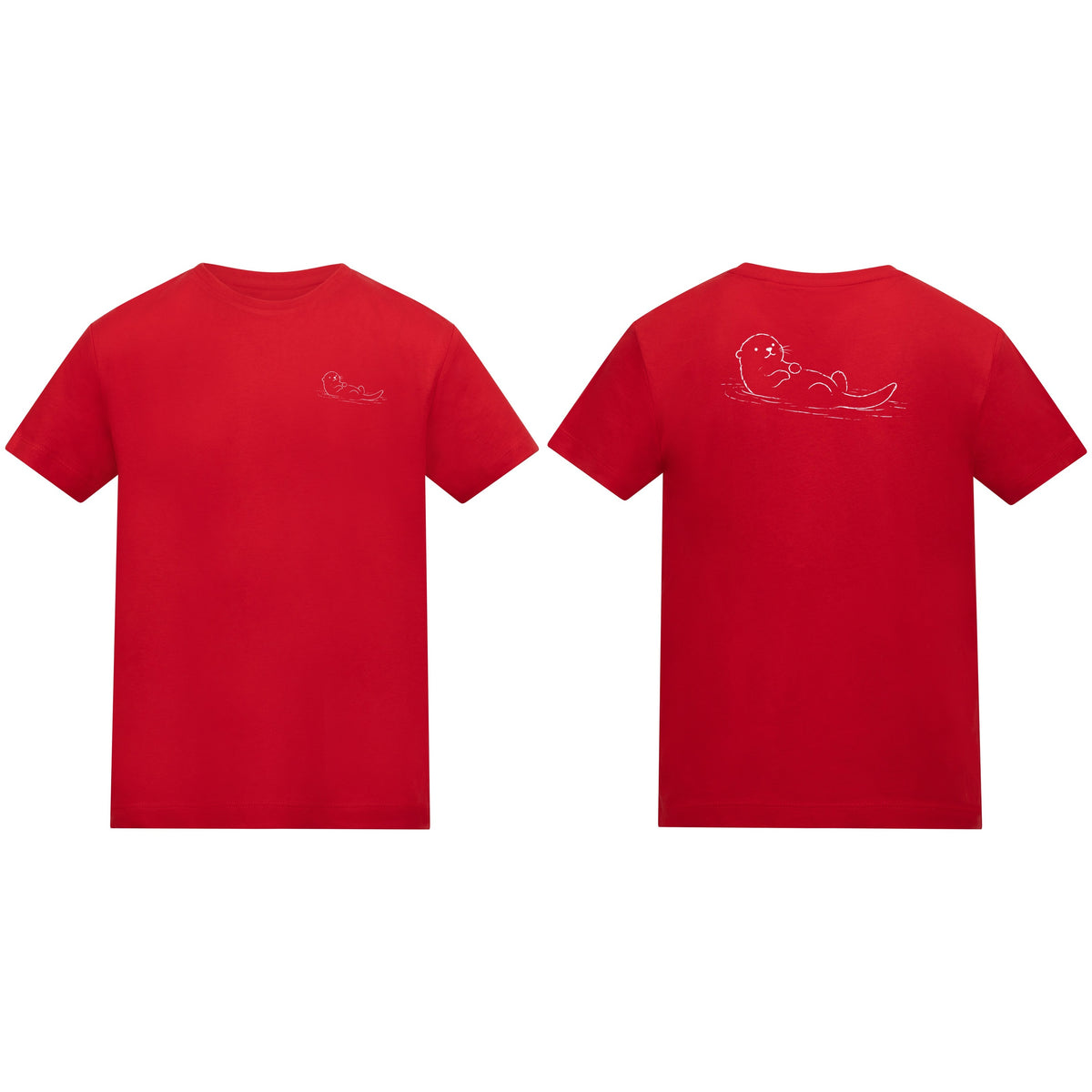 Floating Otter Kids' T-shirt - Wild Lines Fire Red colour variant image