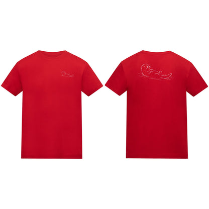 Floating Otter Kids' T-shirt - Wild Lines Fire Red colour variant image