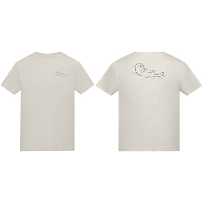 Floating Otter Kids' T-shirt - Wild Lines Natural Stone colour variant image
