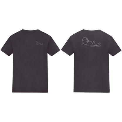 Floating Otter Kids' T-shirt - Wild Lines Solid Charcoal colour variant image