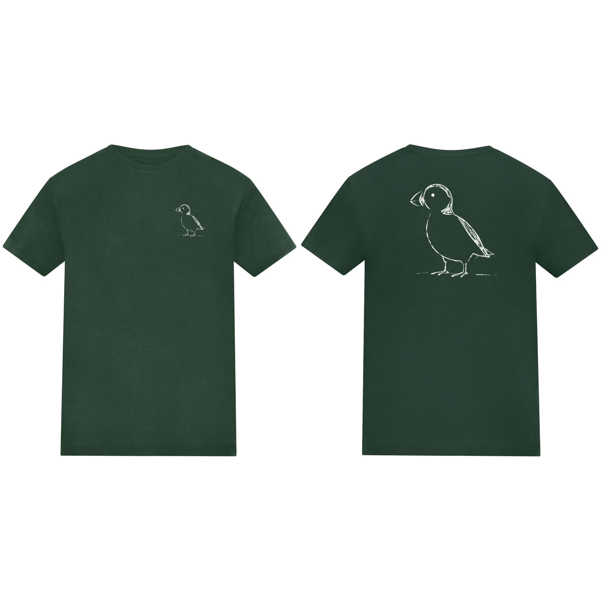 Proud Puffin Kids' T-shirt - Wild Lines Bottle Green colour variant image