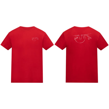 Hanging Sloth Kids' T-shirt - Wild Lines Fire Red colour variant image