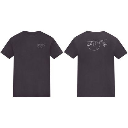 Hanging Sloth Kids' T-shirt - Wild Lines Solid Charcoal colour variant image