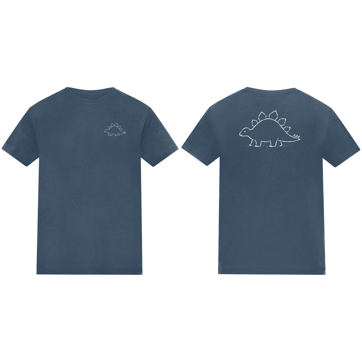 Stepping Stegosaurus Kids' T-shirt - Wild Lines Airforce Blue colour variant image