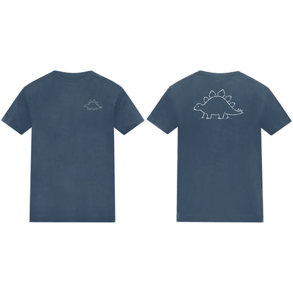 Stepping Stegosaurus Kids' T-shirt - Wild Lines Airforce Blue colour variant image