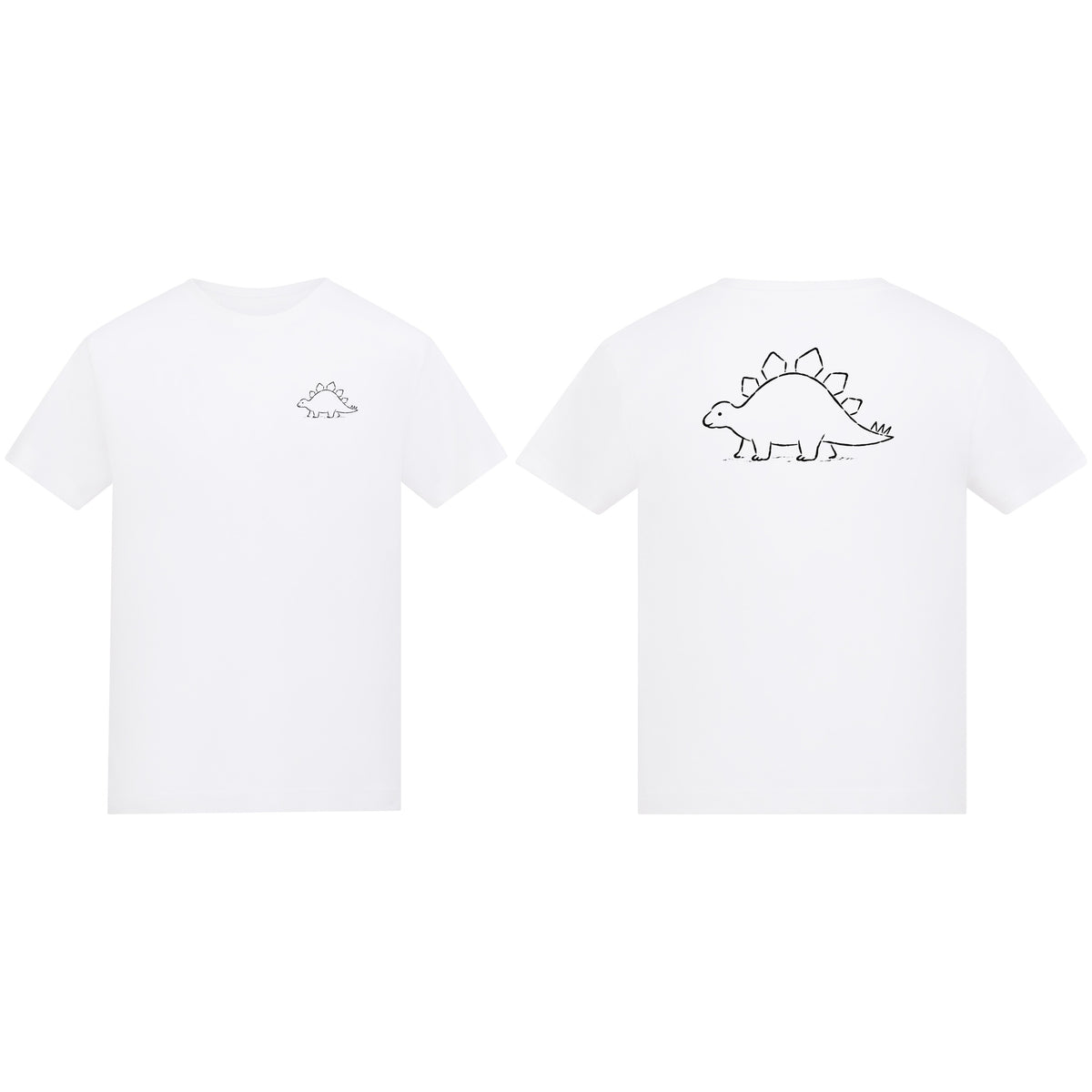 Stepping Stegosaurus Kids' T-shirt - Wild Lines Arctic White colour variant image