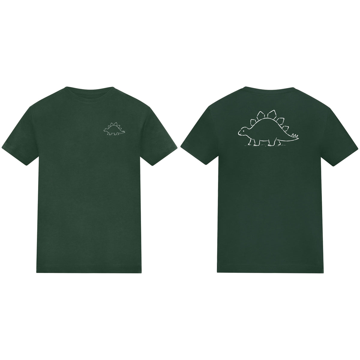 Stepping Stegosaurus Kids' T-shirt - Wild Lines Bottle Green colour variant image