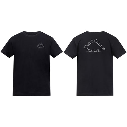 Stepping Stegosaurus Kids' T-shirt - Wild Lines Deep Black colour variant image