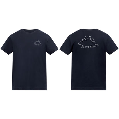 Stepping Stegosaurus Kids' T-shirt - Wild Lines French Navy colour variant image