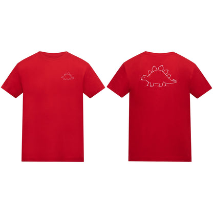 Stepping Stegosaurus Kids' T-shirt - Wild Lines Fire Red colour variant image