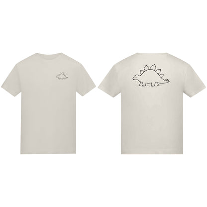 Stepping Stegosaurus Kids' T-shirt - Wild Lines Natural Stone colour variant image