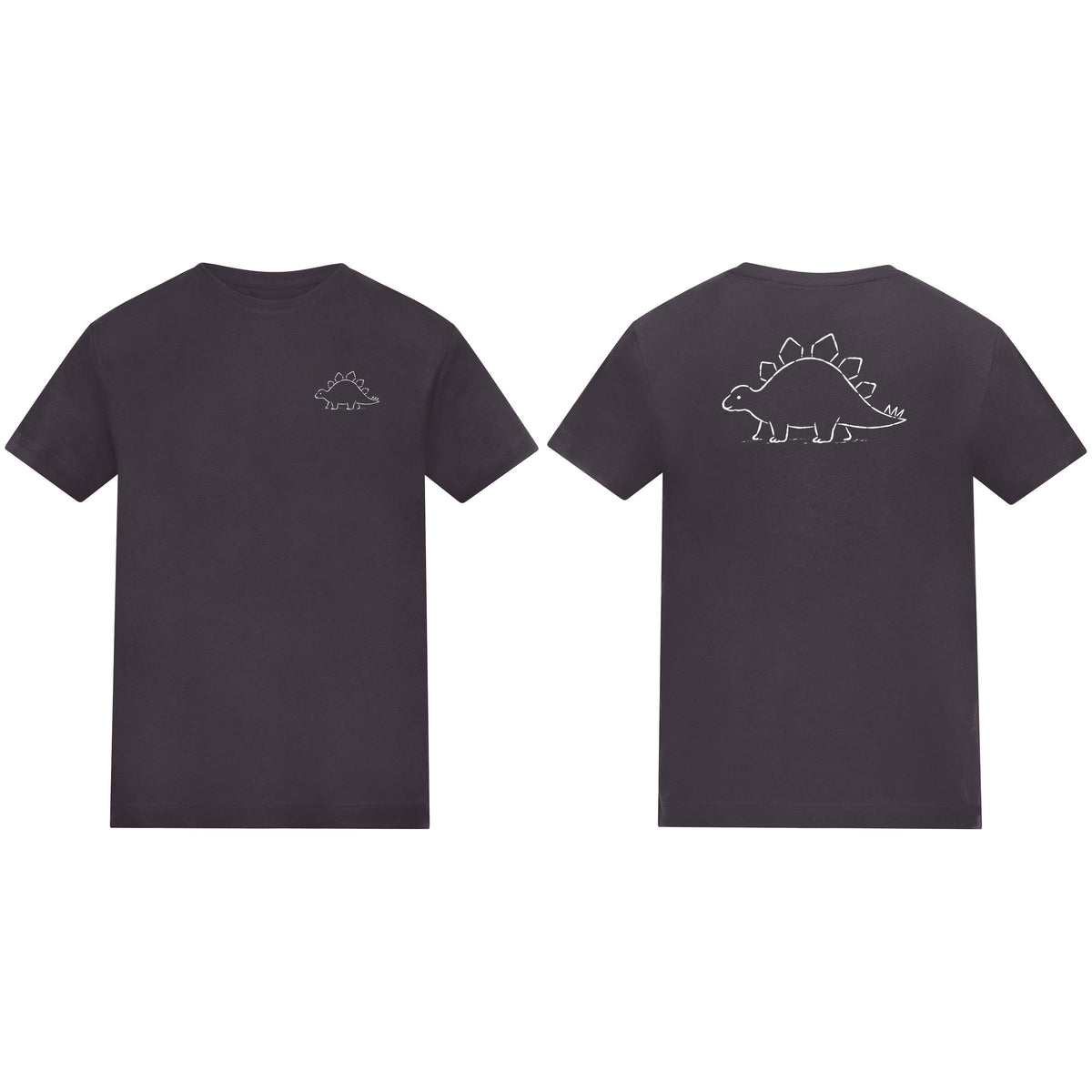 Stepping Stegosaurus Kids' T-shirt - Wild Lines Solid Charcoal colour variant image