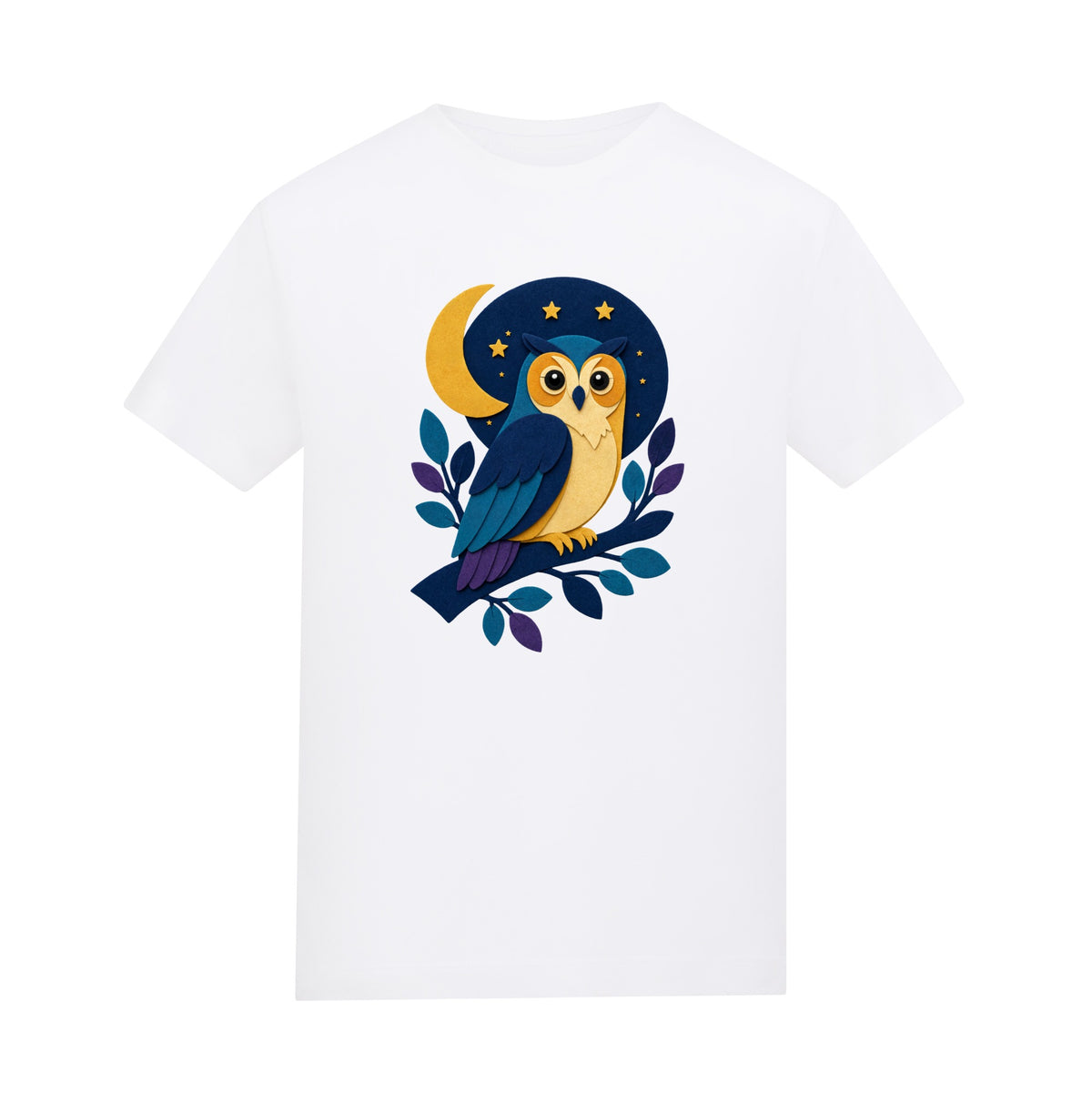 Owl in the Moonlight Kids' T-shirt - Felt & Fauna Arctic White colour variant image