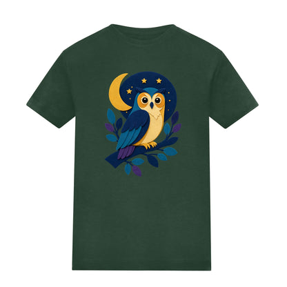 Owl in the Moonlight Kids' T-shirt - Felt & Fauna Bottle Green colour variant image