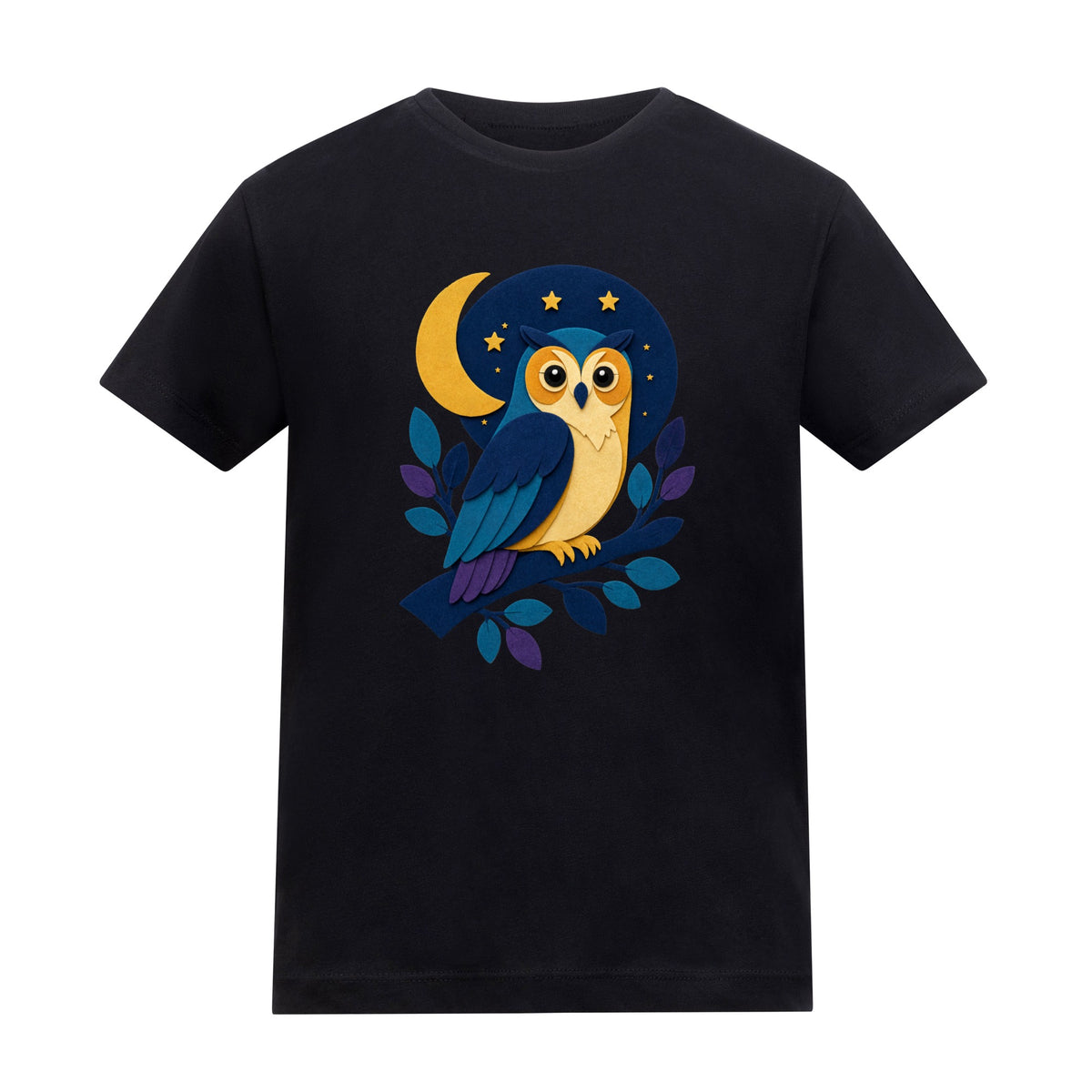 Owl in the Moonlight Kids' T-shirt - Felt & Fauna Deep Black colour variant image