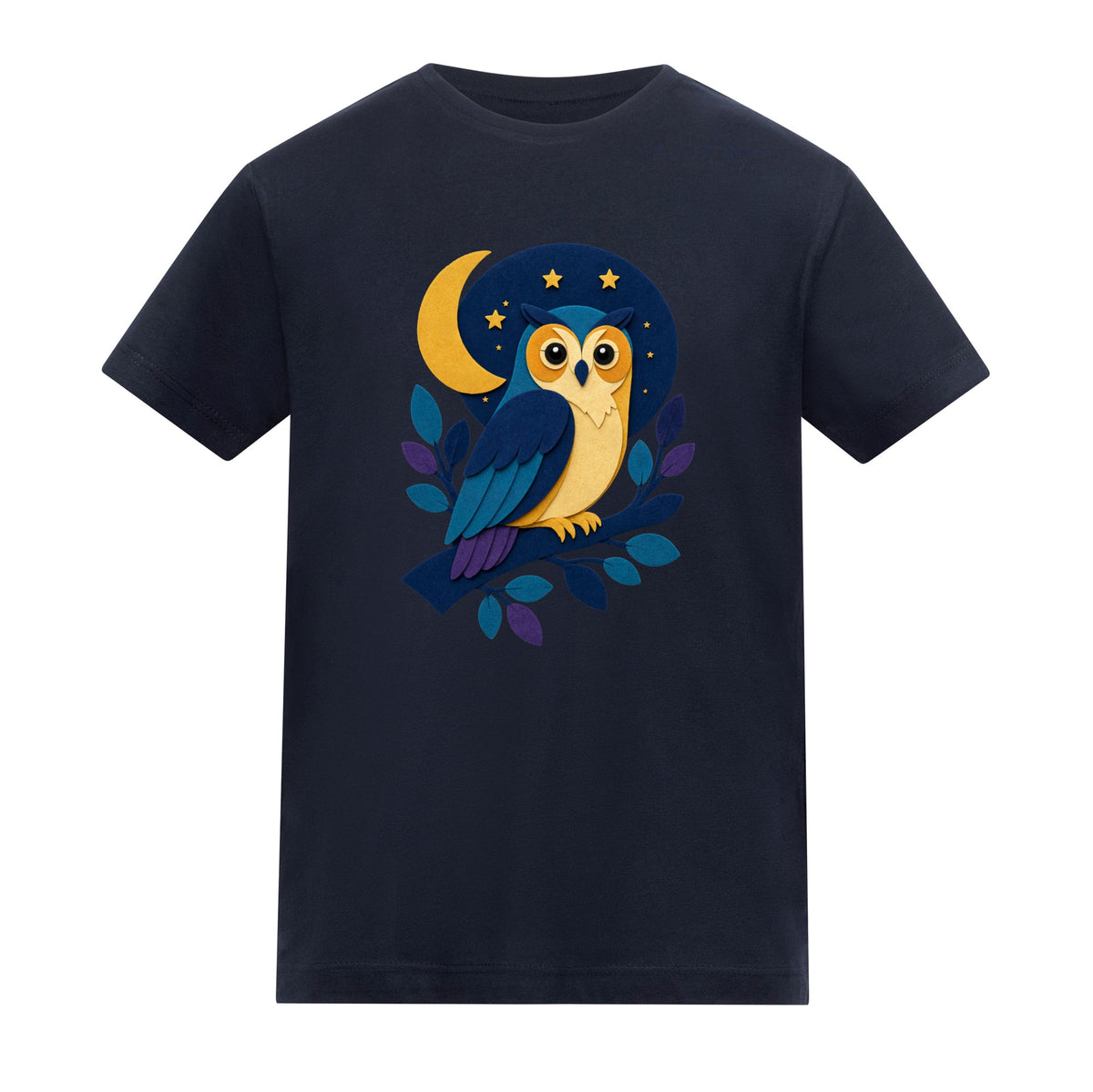 Owl in the Moonlight Kids' T-shirt - Felt & Fauna French Navy colour variant image