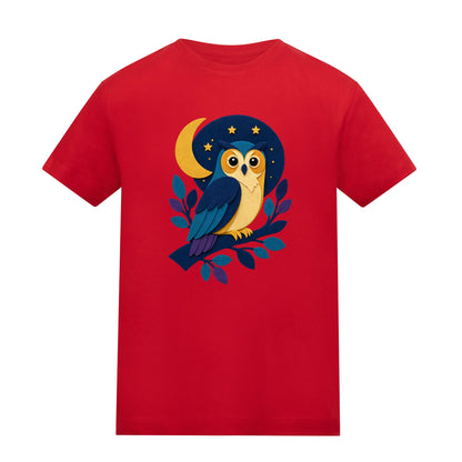Owl in the Moonlight Kids' T-shirt - Felt & Fauna Fire Red colour variant image