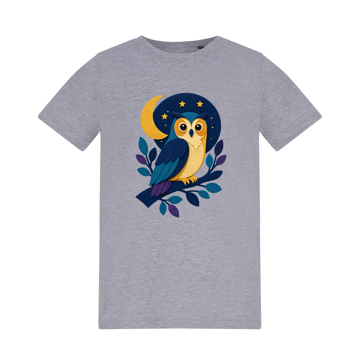 Owl in the Moonlight Kids' T-shirt - Felt & Fauna Heather Grey colour variant image