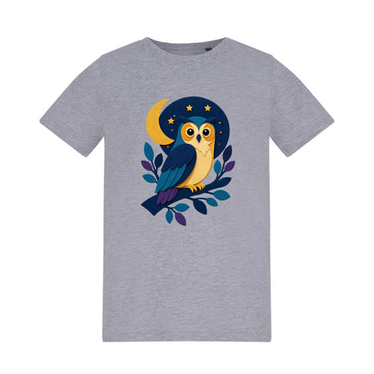 Owl in the Moonlight Kids' T-shirt - Felt & Fauna Heather Grey colour variant image